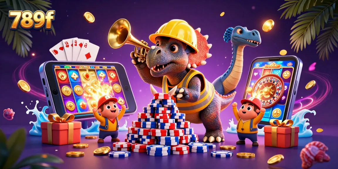 Experience the excitement at 789f with a vibrant casino celebration scene full of games and action.