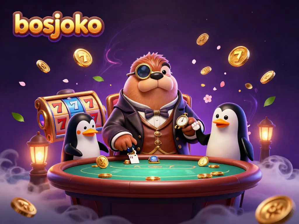 Engage with bosjoko at the vibrant underwater casino where a jolly walrus plays poker amidst dynamic slot elements.
