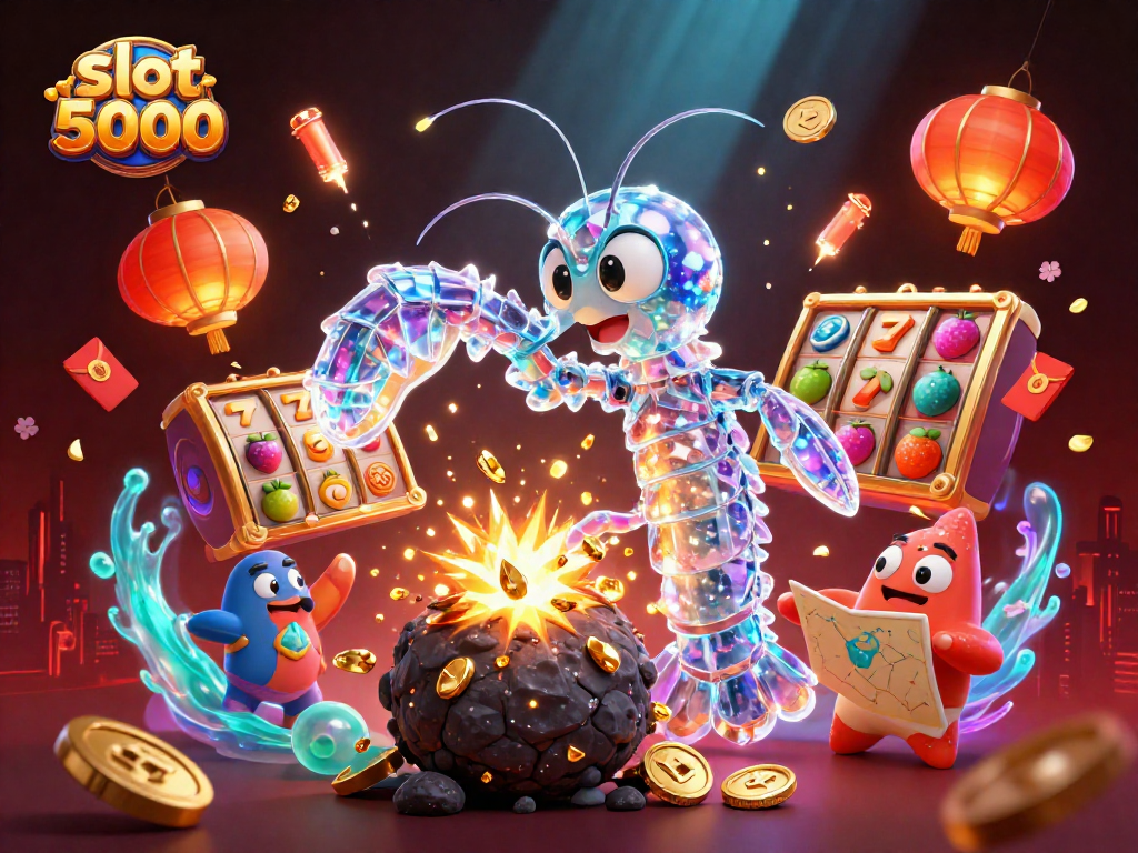 Experience the thrill of slot 5000 with dynamic graphics, shimmering coins, and jackpot excitement in a vibrant casino setting.