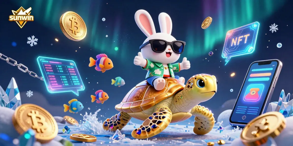 Join the fun with sunwin while exploring a vibrant casino scene featuring a lucky rabbit and a golden turtle.