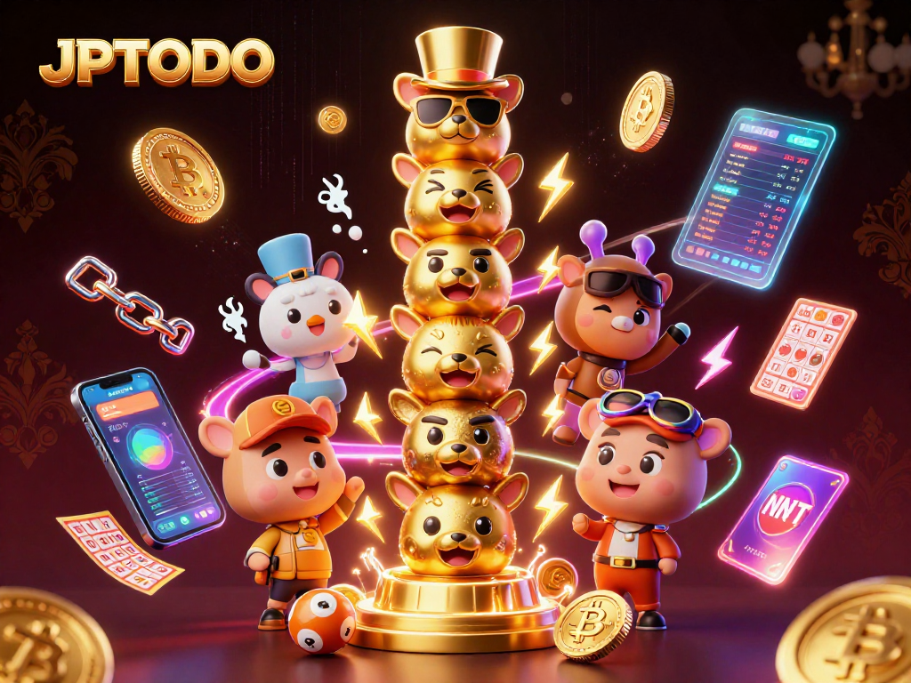 Engage in classic lottery fun with JPTOTO's vibrant 3D illustration featuring unique gaming elements.
