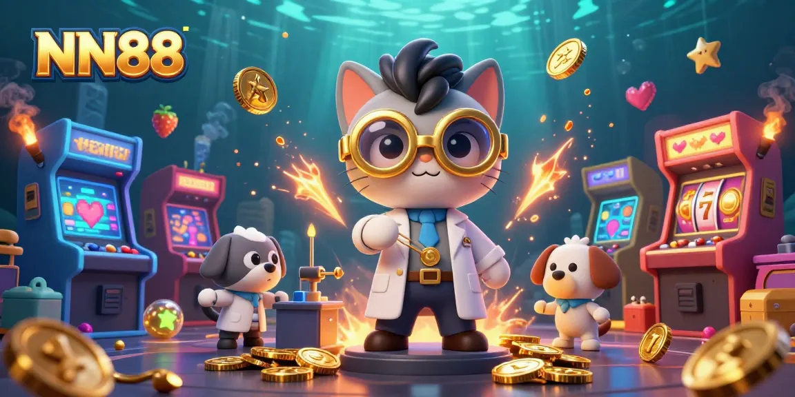 Engage with NN88 and explore a vibrant 3D casino scene filled with games and golden opportunities.