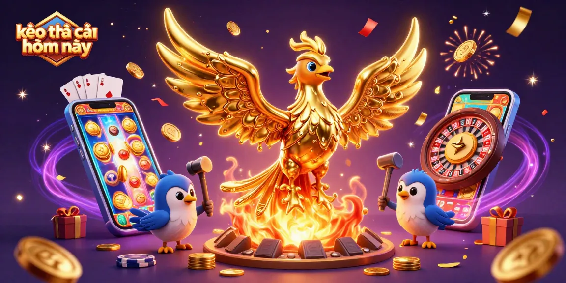 Engage with the latest kèo nhà cái hôm nay as gold coins rain down from the golden phoenix amidst thrilling gaming elements.