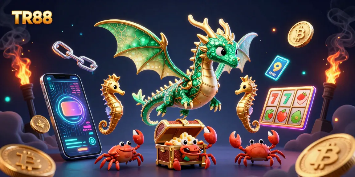 Experience the thrilling world of TR88’s online gaming universe with colorful dragons and crypto gold.