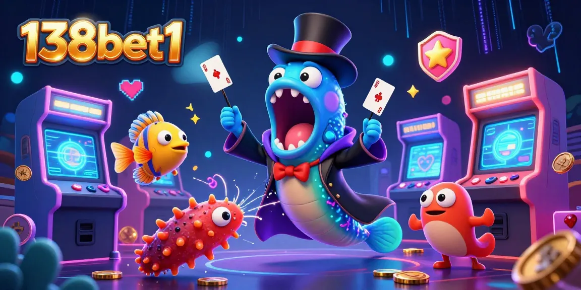 Engage with 138bet1 through a whimsical, vibrant 3D casino scene illustrating gaming magic.
