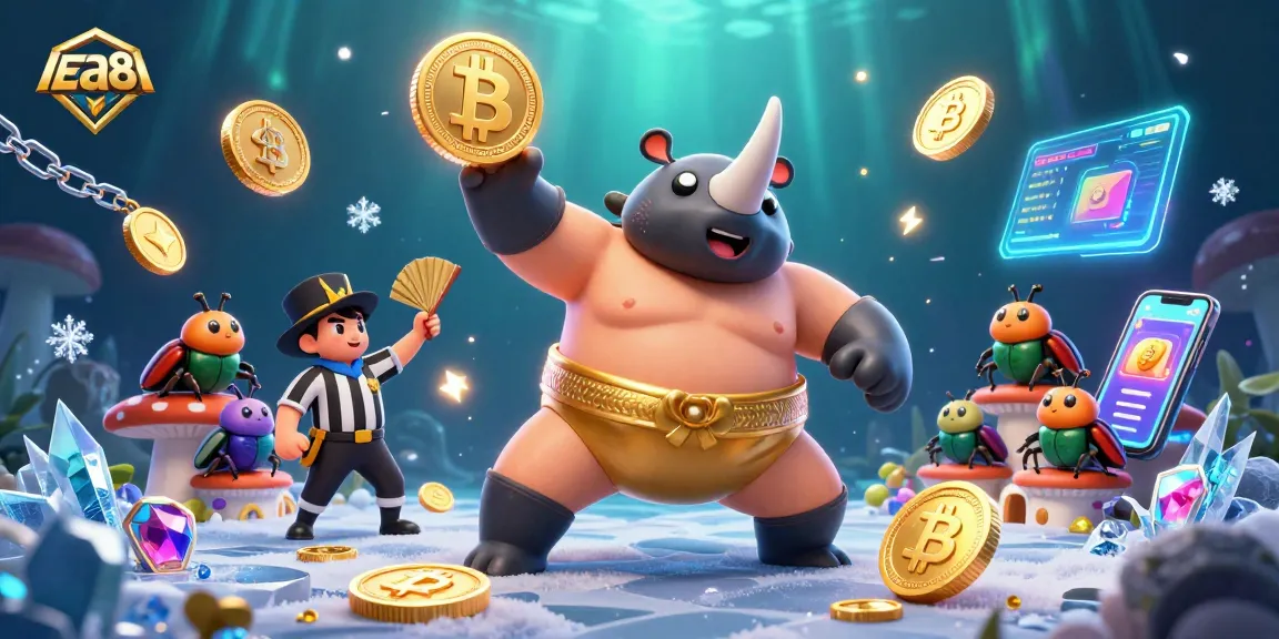 Experience thrilling gaming at ea88 with an electrifying atmosphere featuring vibrant characters and dazzling cryptocurrency elements.