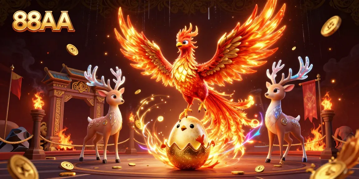Experience thrilling gameplay at 88AA with a dynamic 3D illustration showcasing gambling excitement.
