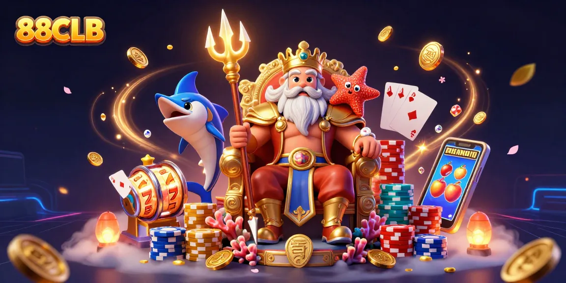 Engage with 88CLB's thrilling slot games featuring Neptune and treasures in vibrant 3D.