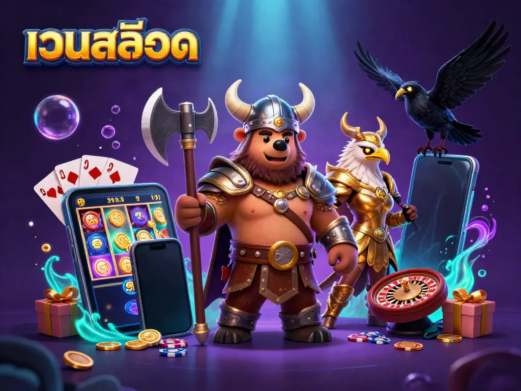 Engaging scene with a Viking bear, Valkyrie eagle, and Odin's ravens embodying excitement in เว็บสล็อต gaming.