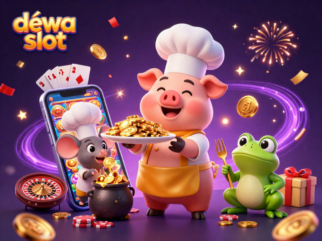 Experience the excitement of dewa slot with a vibrant casino scene featuring dynamic characters and game elements.