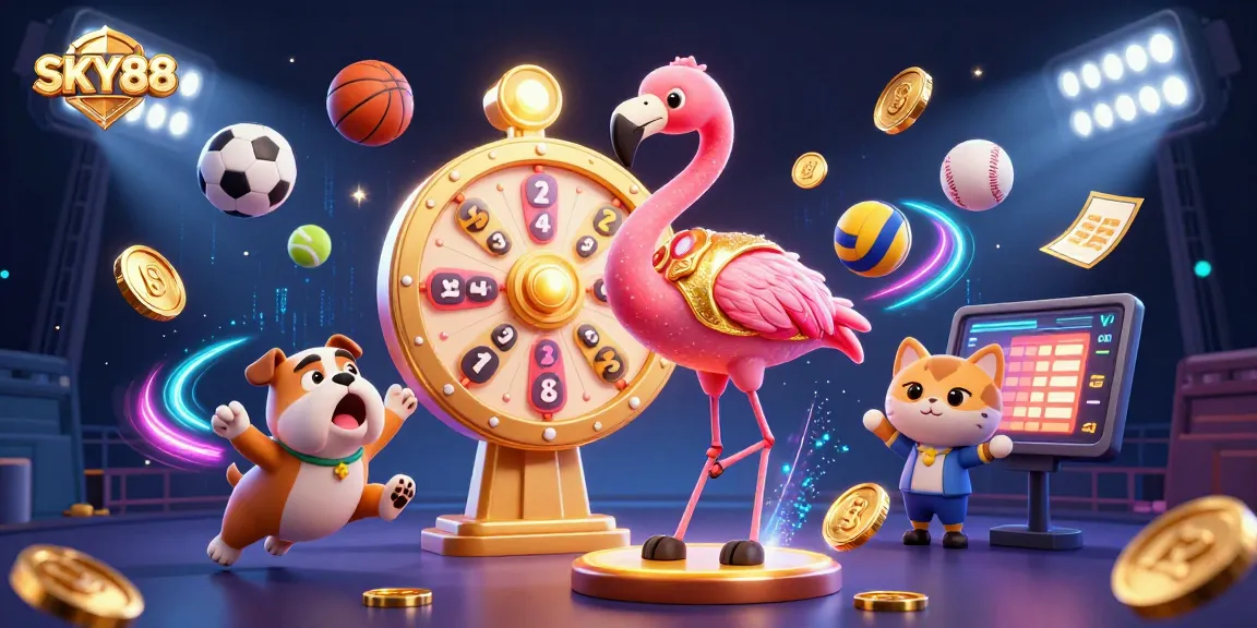 Experience high-energy gaming action with SKY88’s lively casino characters and vibrant game elements.
