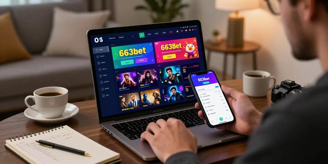 Engaging online betting experience with 663bet app on laptop and smartphone in a cozy setting.