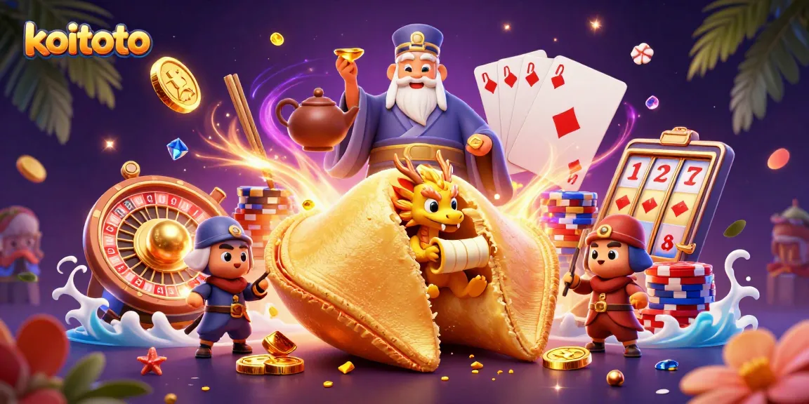 Koitoto online gambling scene featuring a cheerful dragon revealing fortunes in a lively casino atmosphere