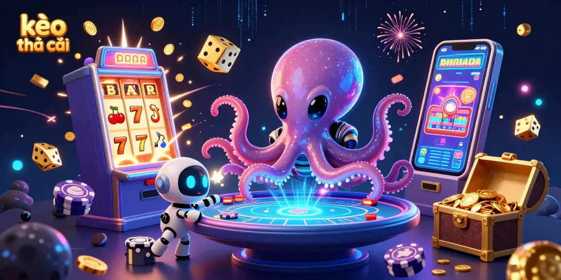 Experience the thrill of kèo nhà cái with a vibrant alien octopus and dynamic casino elements.