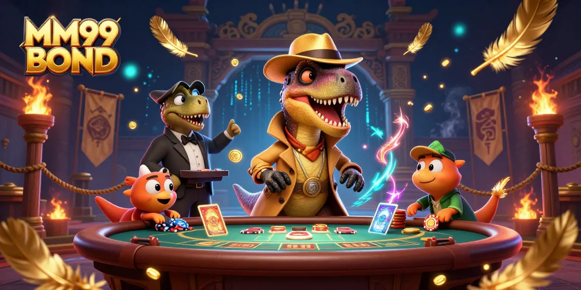 Experience the excitement of MM99 BOND with a velociraptor card counter and stegosaurus pit boss at a high-stakes blackjack table.