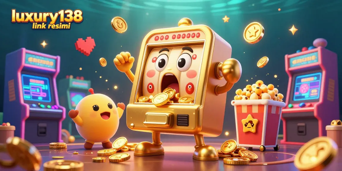 Experience the excitement of luxury138 link resmi with a stunning casino-themed illustration showcasing slot machines and vibrant game elements.