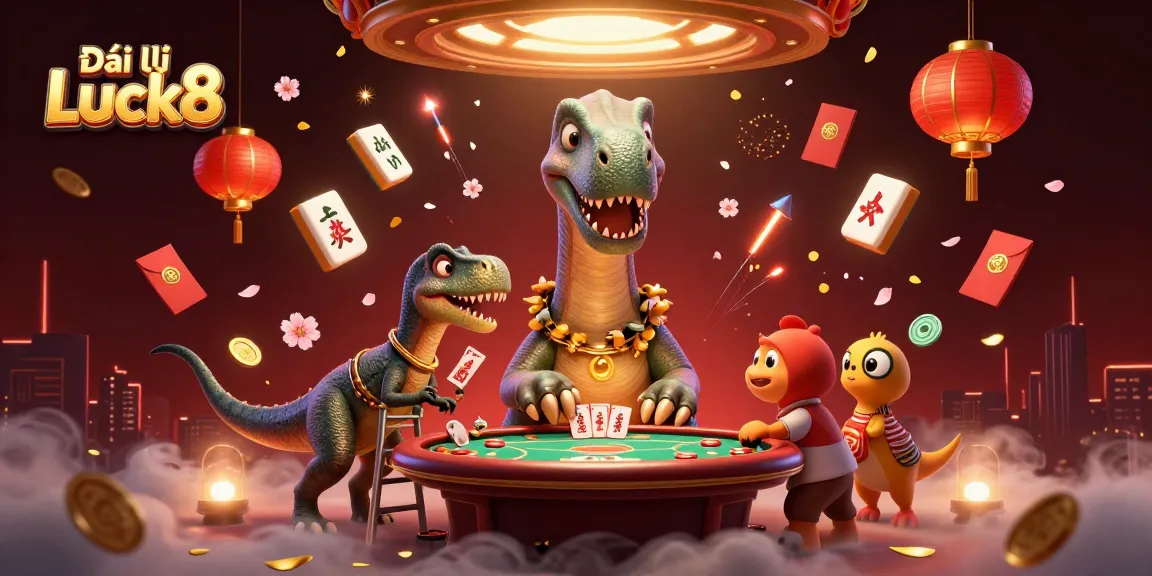 Delve into Đại lý Luck8 with this stunning 3D illustration showcasing a vibrant casino scene filled with dynamic elements.