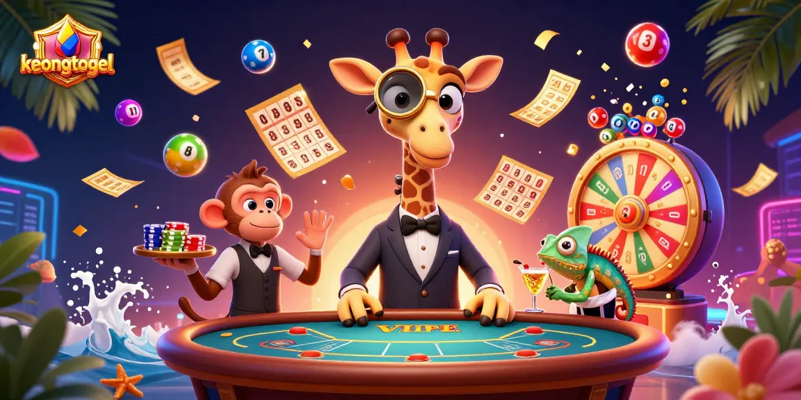 Engage in keongtogel excitement with vibrant lottery elements and animated characters.