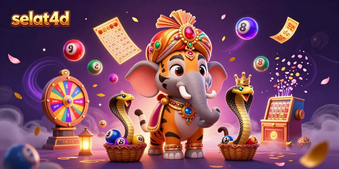 Engage in thrilling gameplay with selat4d as a majestic maharaja tiger and jewel-encrusted elephant celebrate with lottery elements.