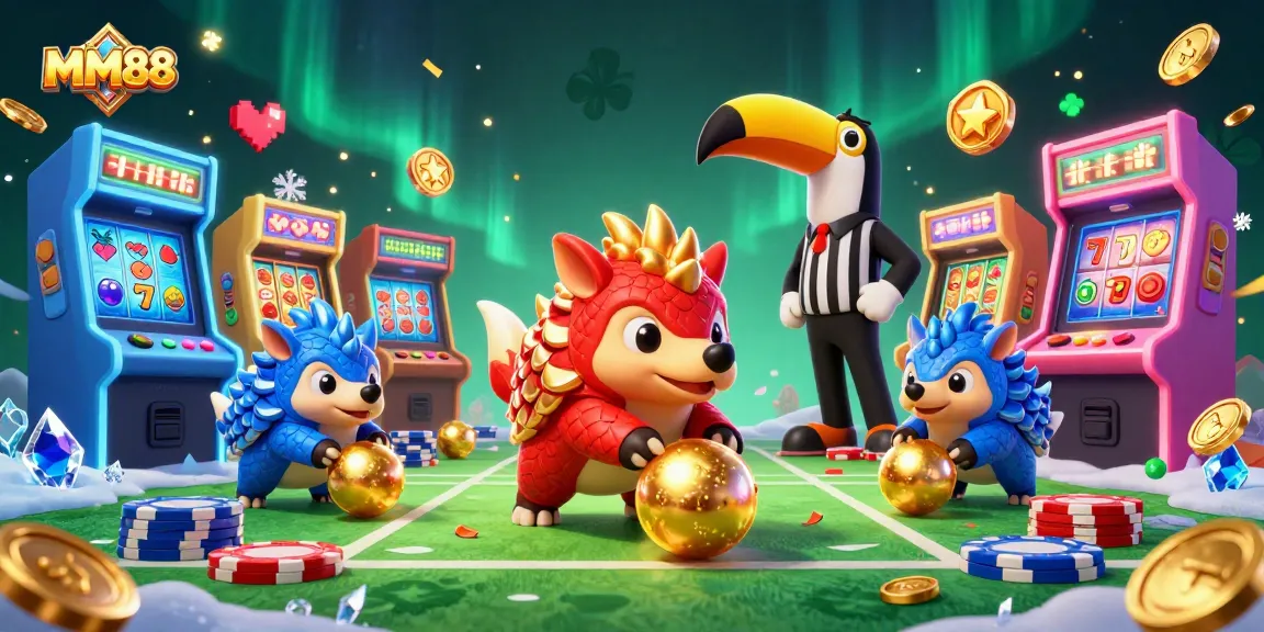 Engage in thrilling gaming with MM88’s vibrant 3D pangolins, showcasing casino excitement.