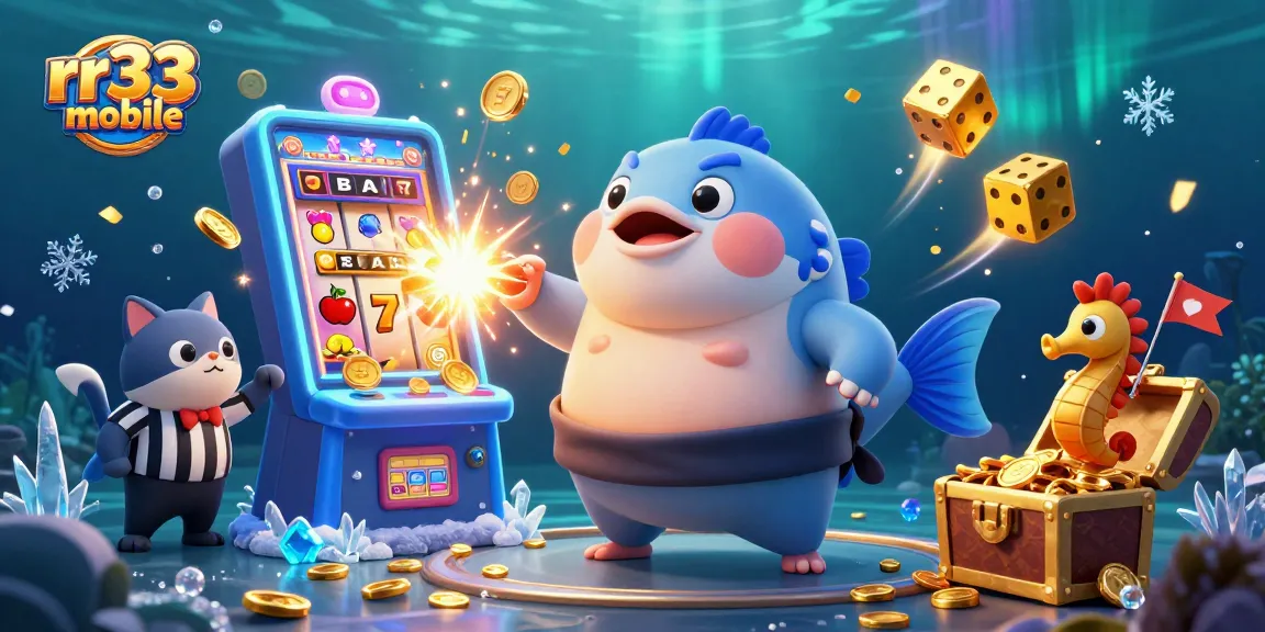 Experience thrilling gaming with rr33 mobile as a blowfish emblematic of fun amidst vibrant casino elements.
