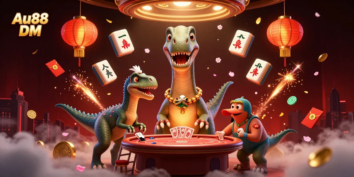 Experience thrilling gameplay at Au88 DM with a dynamic casino scene featuring a vibrant 3D cartoon setup.