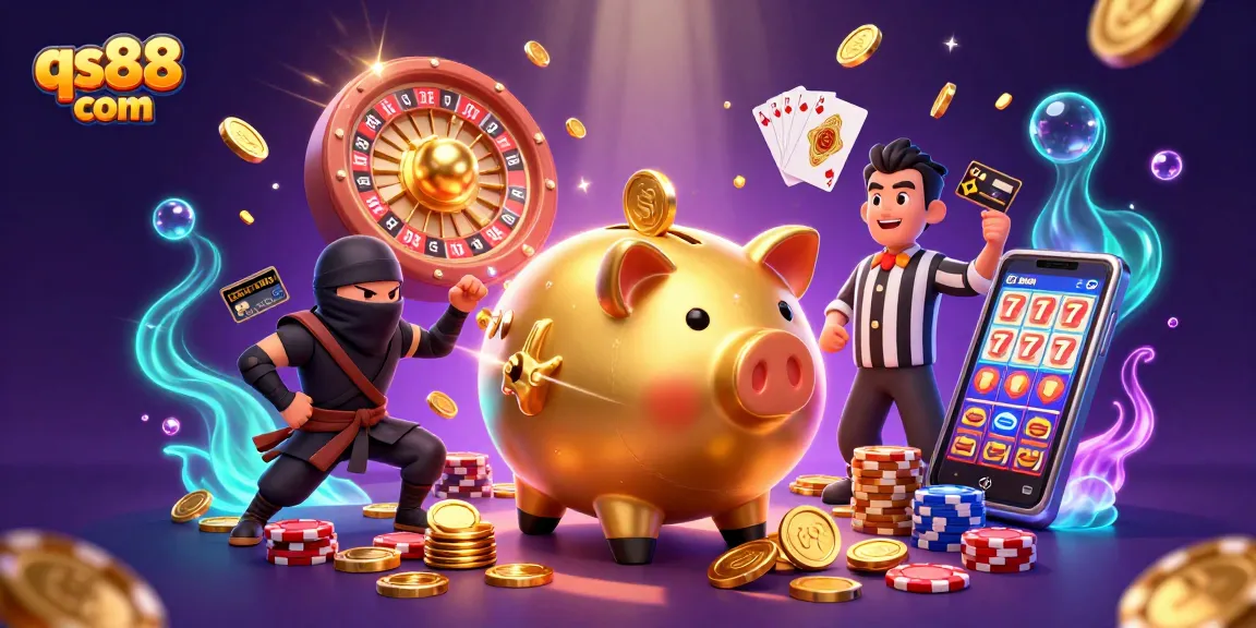 Experience thrilling wins at qs88 com with a dynamic scene of casino characters in action!
