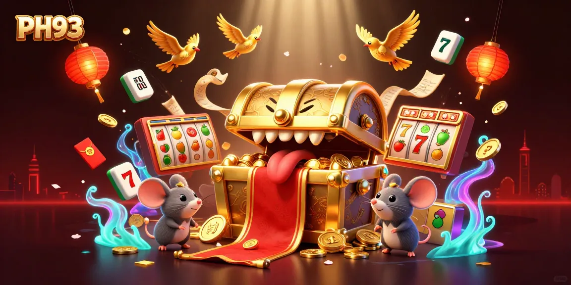 Engage in thrilling slot adventures at PH33 with vibrant golden treasures and animated casino elements.