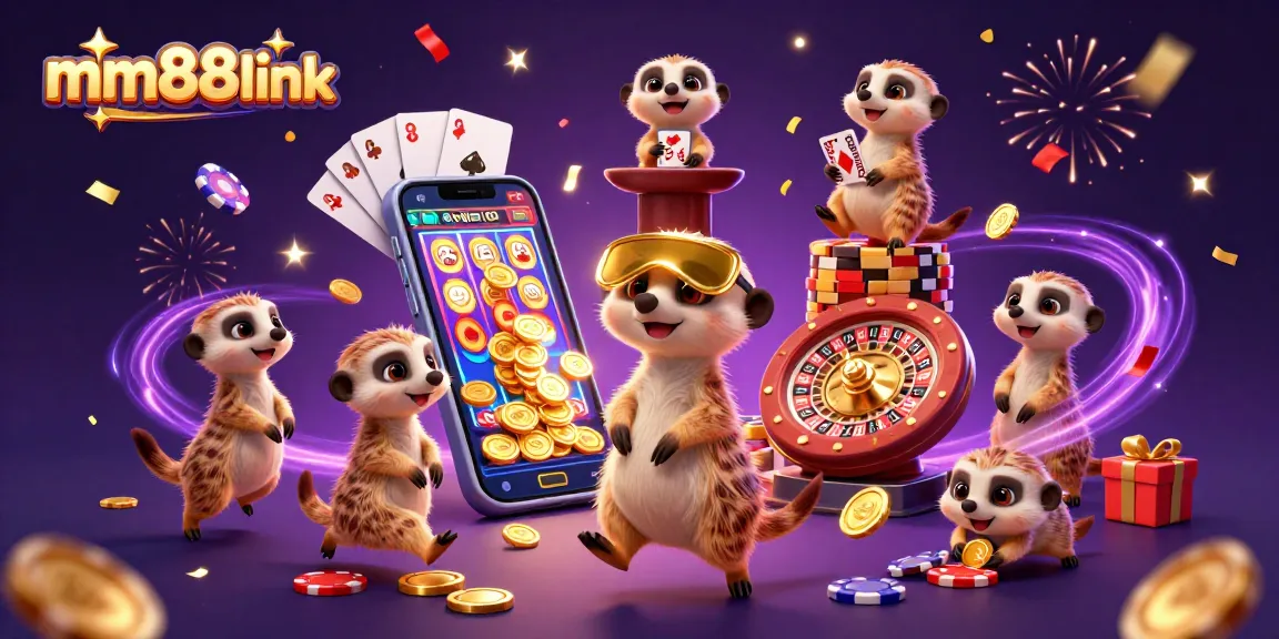 Experience the thrilling world of mm88link with meerkats running a vibrant casino operation filled with excitement.