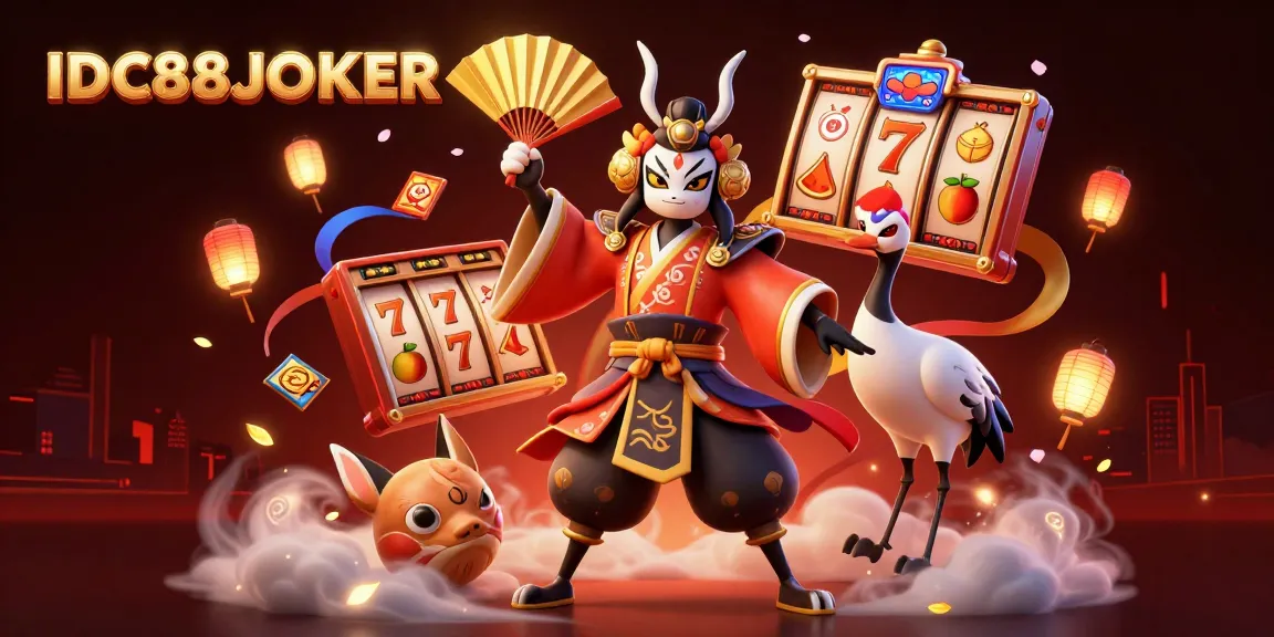 IDC88JOKER showcases an immersive gaming scene with vibrant slot machines and traditional elements.