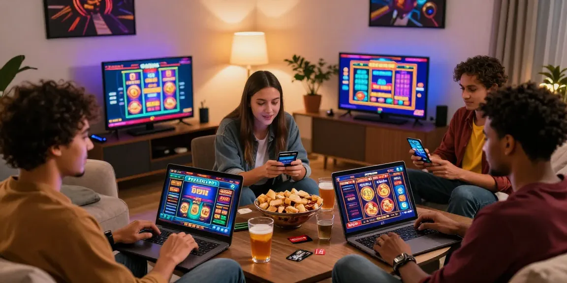 Friends enjoying gaming experience at credit card casinos on https://scoarch.org.uk in a cozy living room.