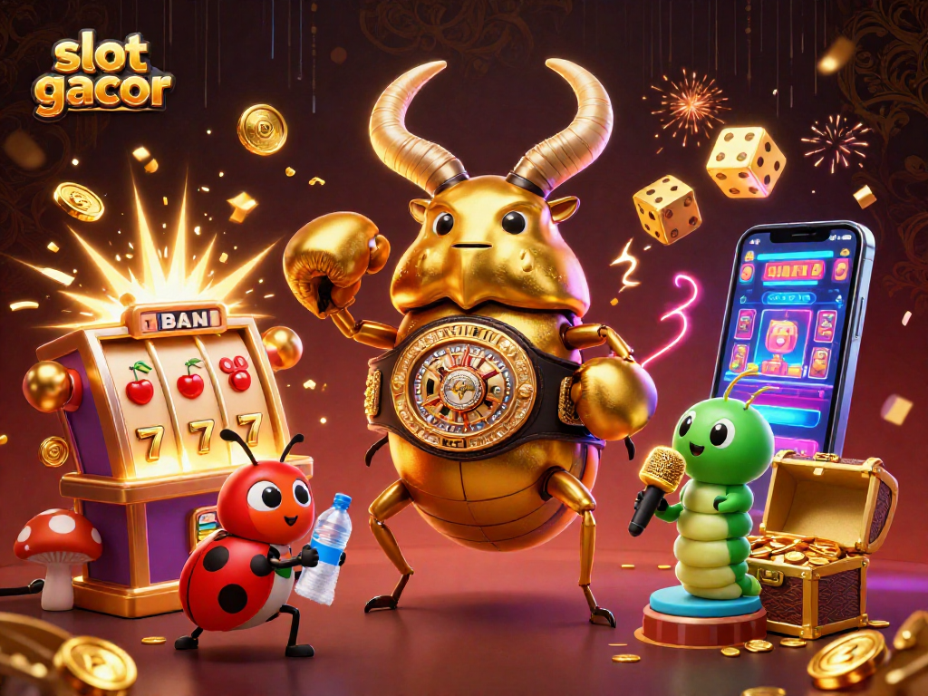Experience the thrill of slot gacor with a dynamic scene featuring exciting characters and vibrant casino elements.