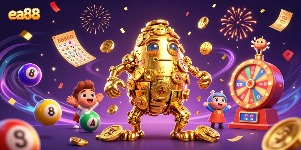 Experience thrilling gaming adventures at ea88, with colorful lottery balls and dynamic casino elements.