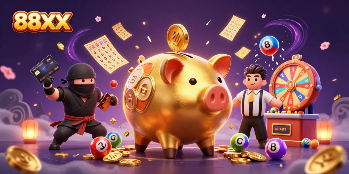 Engaging scene with 88XX characters celebrating a jackpot, showcasing energy and excitement in gaming.