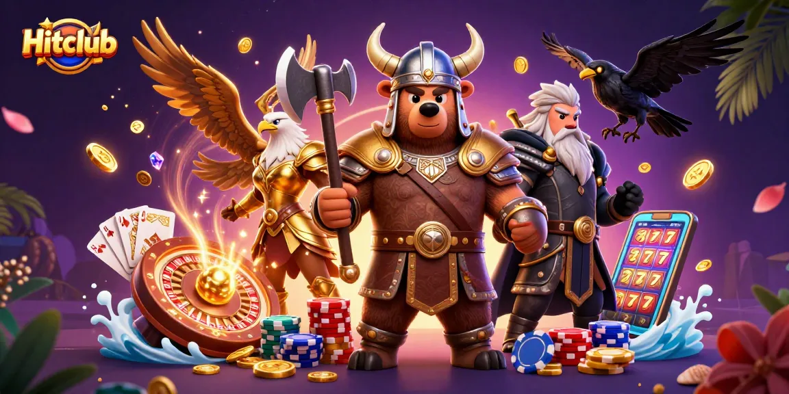 Win big with Hitclub's exciting casino features featuring dynamic characters and gaming elements.
