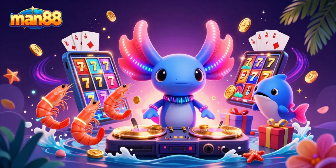 man88 showcases an exciting underwater casino scene with vibrant slot elements attracting players