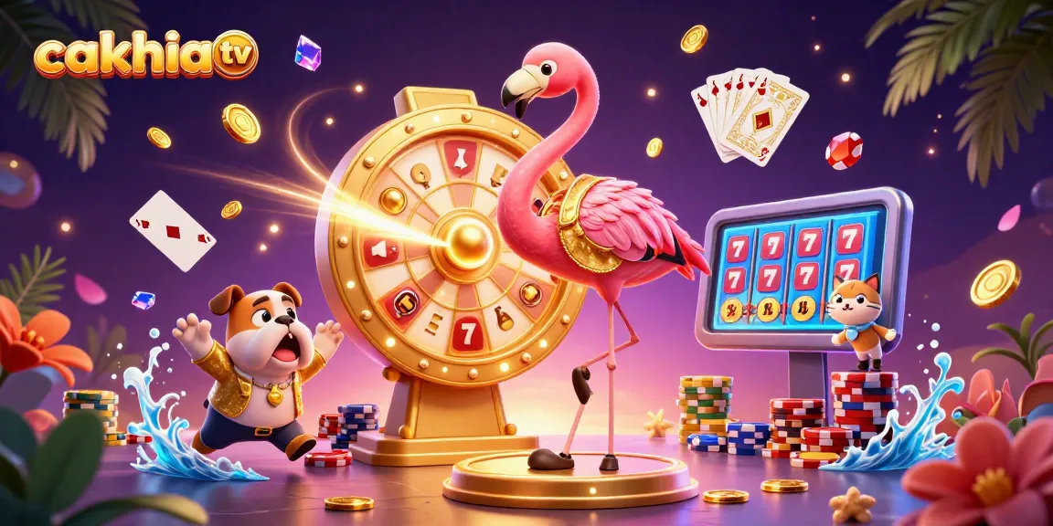 Cakhia tv showcases an exciting casino scene with vibrant characters and dazzling gaming elements.