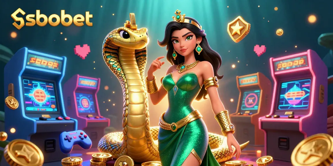 Engage in sbobet betting with vibrant casino elements and a stunning emerald gown character.