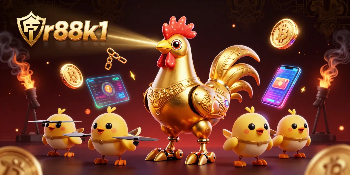 Experience the thrilling gaming action at rr88k1 with a vibrant 3D illustration featuring futuristic casino elements.