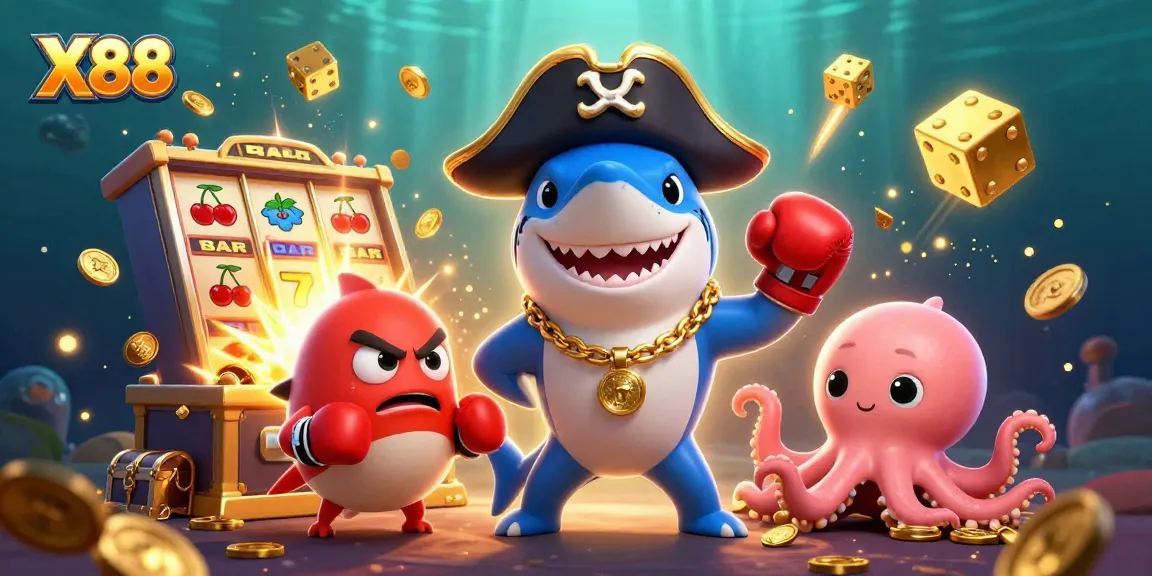 X88 engages players with exciting jackpots and colorful animations in this dynamic casino illustration.