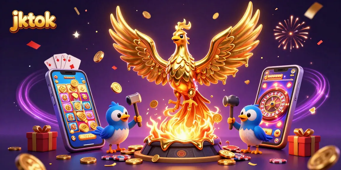 jktok memberikan peluang menang dengan slot yang berkilau dan karakter menawan dalam ilustrasi kasino.