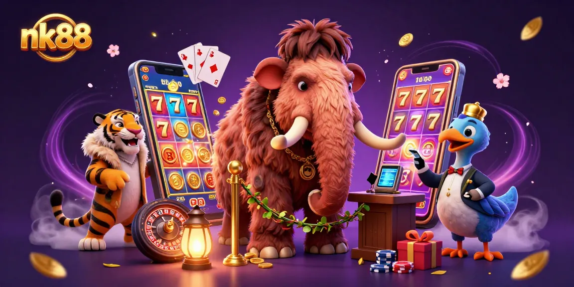 Engage with thrilling nk88 casino action featuring vibrant games, a bouncer, and VIP guests in a festive setting.
