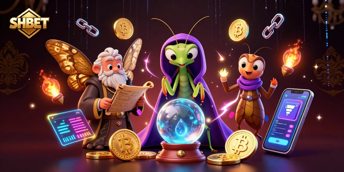 Win big at SHBET with our vibrant 3D casino illustration showcasing crypto elements and gamified action.