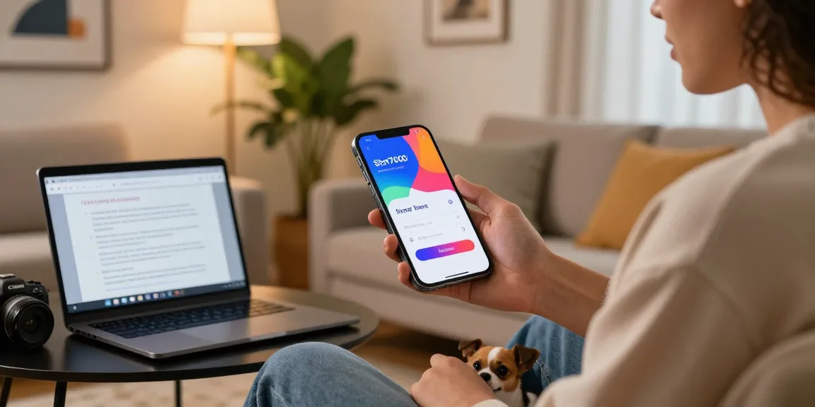 Engaging user enjoying the Slot7000 application on a smartphone in a cozy living room, illustrating easy access and modern design.
