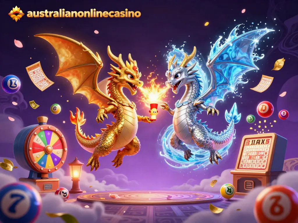 Experience the dynamic battle of fire and ice with dragons in the australianonlinecasino universe.