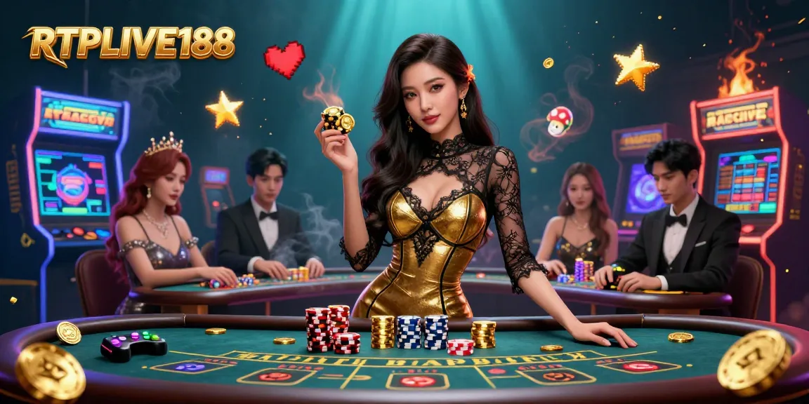 Rasakan permainan dengan taruhannya tinggi di RTPLIVE188 dengan pemain cantik, chip emas, dan elemen arcade yang hidup.