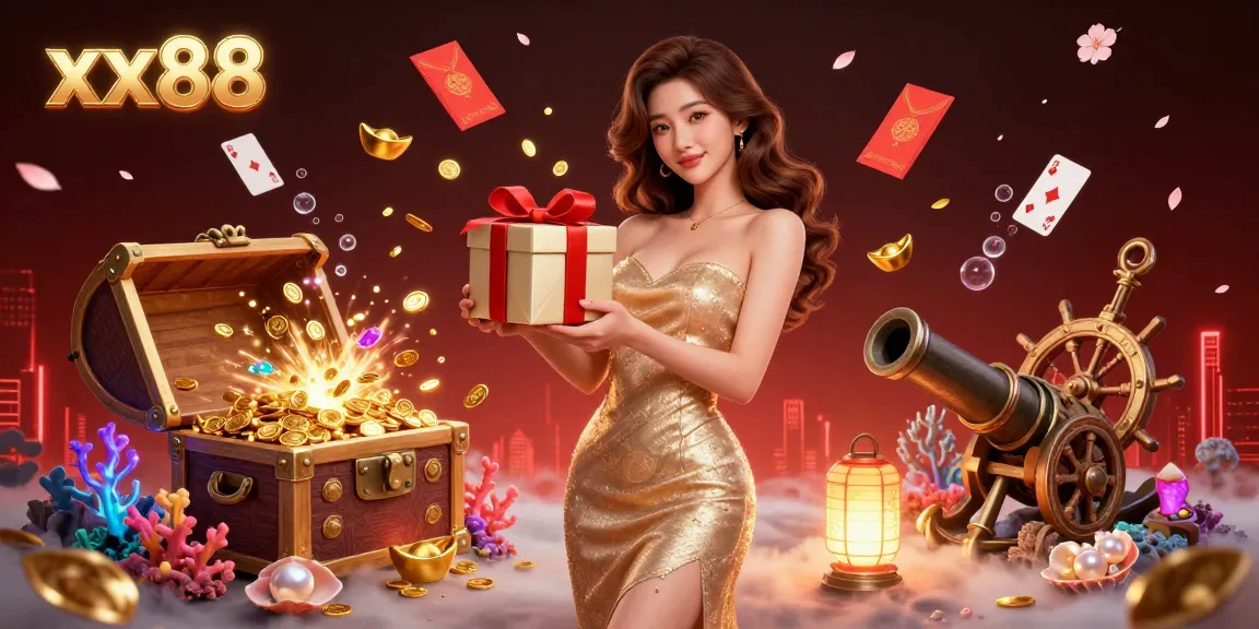Experience thrilling entertainment with xx88's vibrant casino illustration featuring fortune and festive elements.