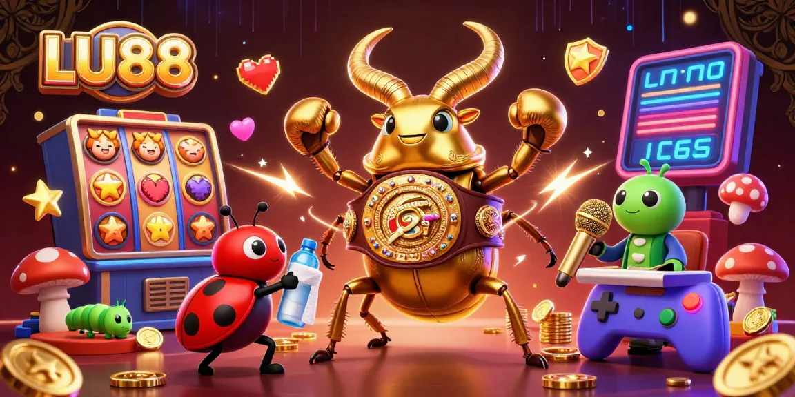 LU88 invites gamers to spin the reels and hit jackpots in a vibrant casino scene featuring dynamic characters.