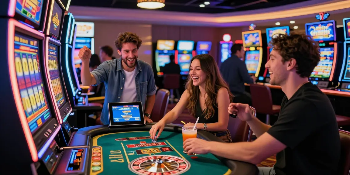 Exciting moments at credit card casinos captured on https://aisa.org.uk, featuring players enjoying slots, live games, and roulette in vibrant settings.