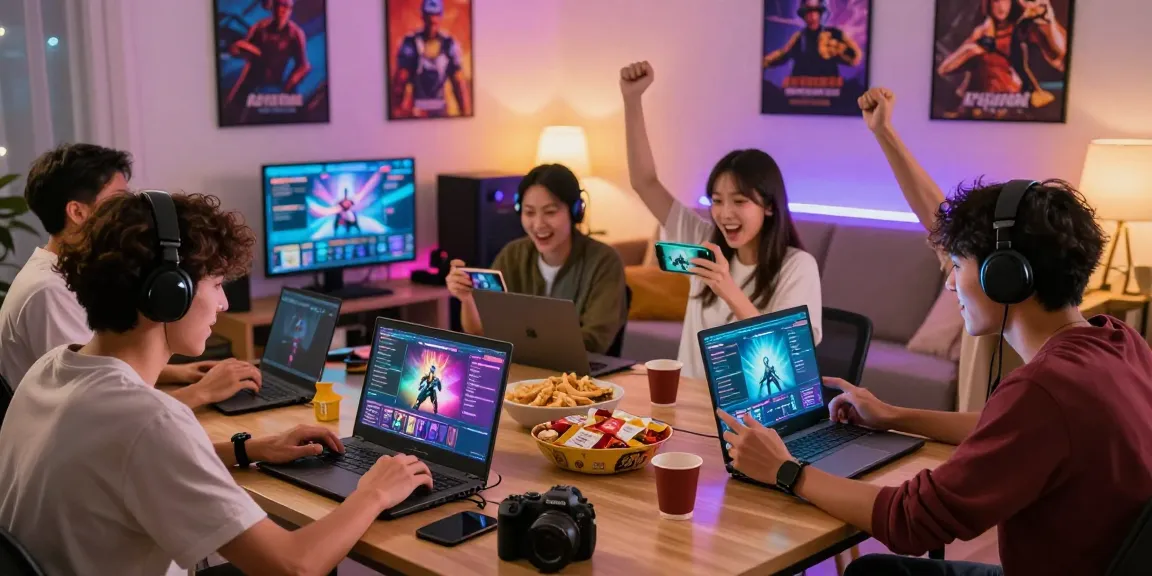 Engaged players exploring exciting features of 68gamebai in a cozy gaming environment.